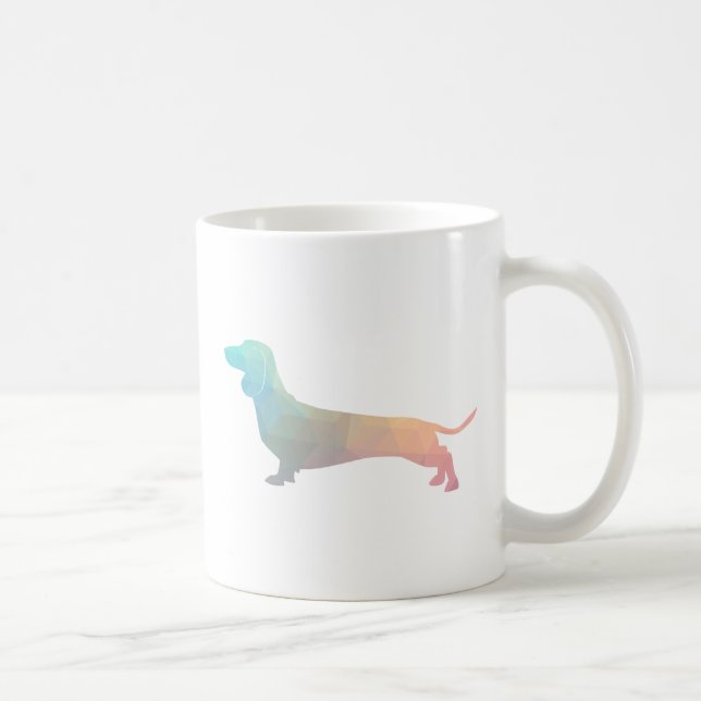 Taza De Café Silueta de patrón geométrico de Dachshund (Derecha)