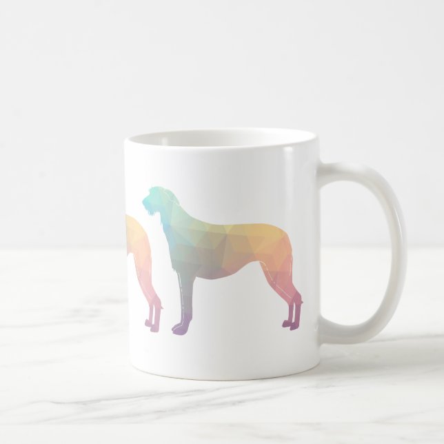 Taza De Café Silueta de patrón geométrico de Deerhound escocés (Derecha)
