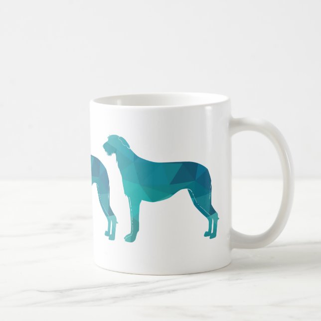 Taza De Café Silueta de patrón geométrico de Deerhound escocés (Derecha)