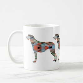 Taza De Café Silueta de patrón geométrico de Deerhound escocés