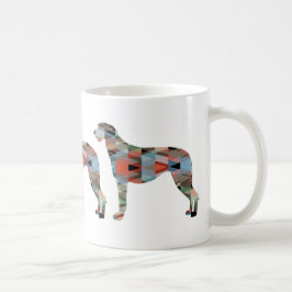 Taza De Café Silueta de patrón geométrico de Deerhound escocés