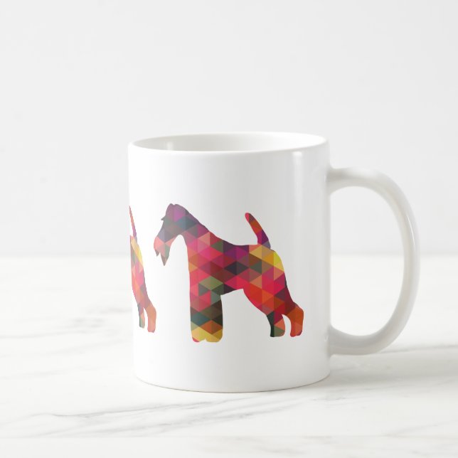 Taza De Café Silueta de patrón geométrico de Fox Terrier (Derecha)