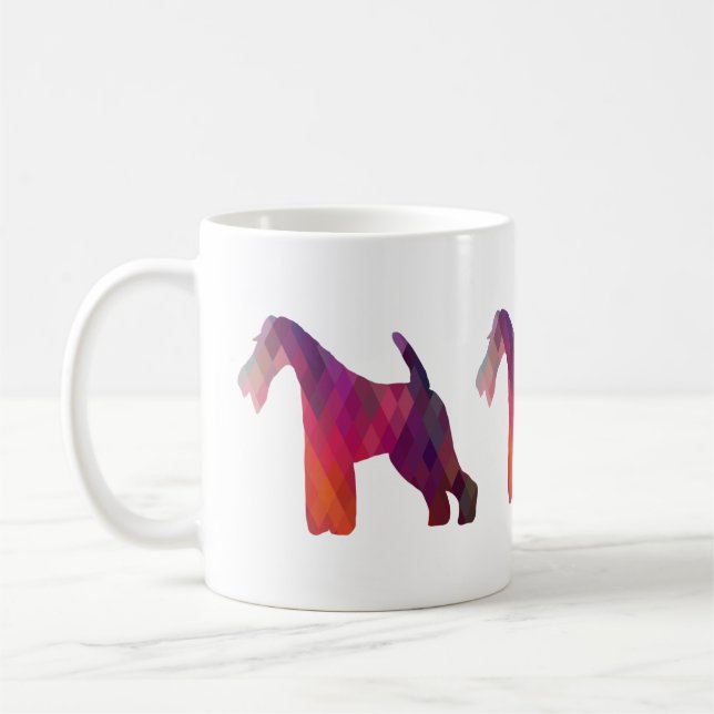 Taza De Café Silueta de patrón geométrico de Fox Terrier (Izquierda)