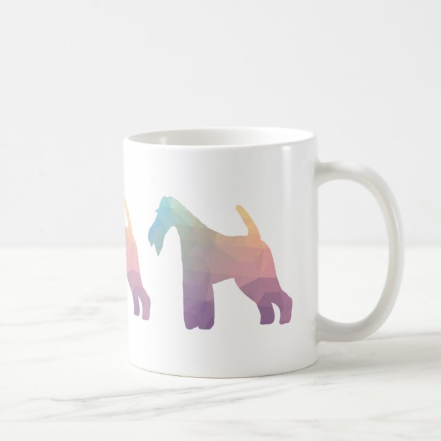 Taza De Café Silueta de patrón geométrico de Fox Terrier (Derecha)