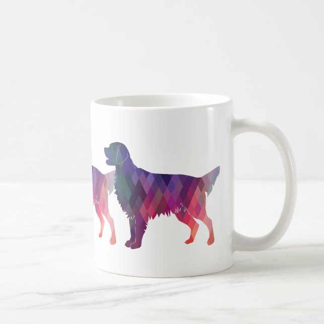 Taza De Café Silueta de patrón geométrico de Golden Retriever (Derecha)