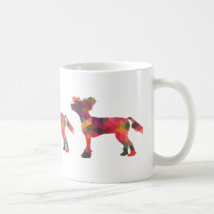 Taza De Café Silueta de patrón geométrico de perro de crema chi