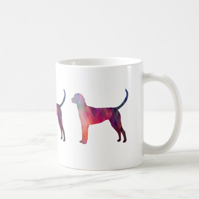 Taza De Café Silueta de patrón geométrico del foxhound inglés (Derecha)