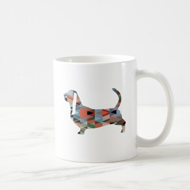 Taza De Café Silueta de patrón geométrico del perro de enlace b (Derecha)