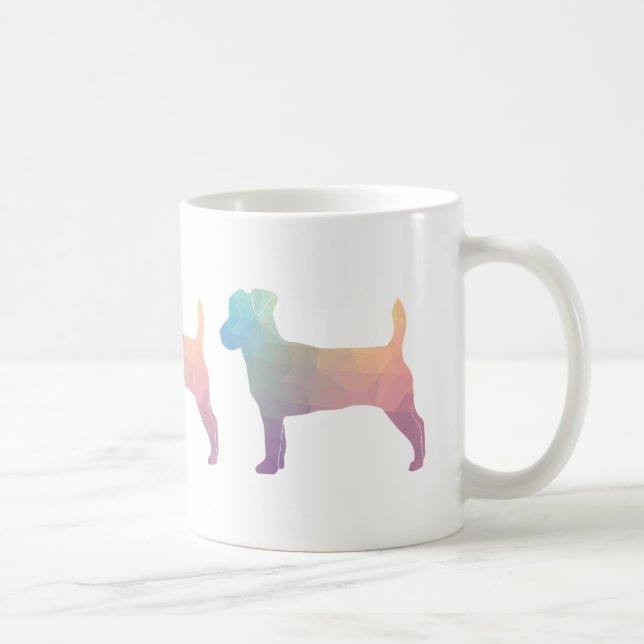 Taza De Café Silueta de patrón geométrico Jack Russell Terrier (Derecha)