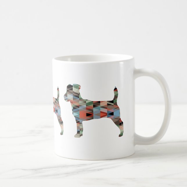 Taza De Café Silueta de patrón geométrico Jack Russell Terrier (Derecha)