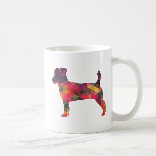 Taza De Café Silueta de patrón geométrico Jack Russell Terrier (Derecha)