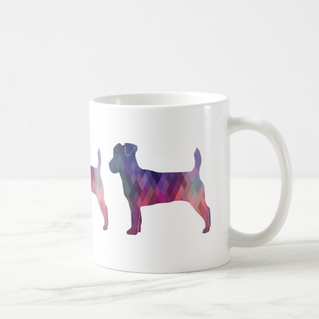 Taza De Café Silueta de patrón geométrico Jack Russell Terrier (Derecha)