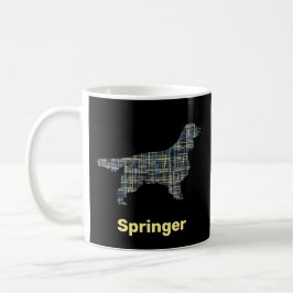 Taza De Café Silueta de perro de primavera amarillo y negro