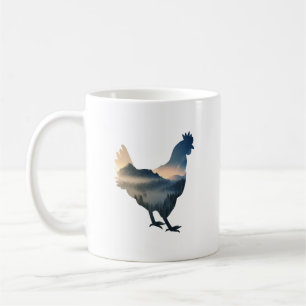 Taza De Café Silueta de pollo de la naturaleza Granja gallina