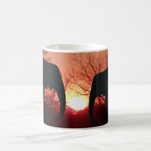 Taza De Café Silueta de puesta de sol de elefante