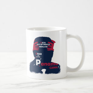 Taza De Café Silueta de retrato del presidente Trump con políti