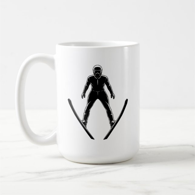 Taza De Café Silueta de saltador de esquí (Izquierda)