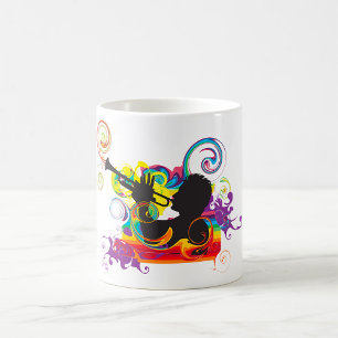Taza De Café Silueta de Trompetista Música Psicodélica Retro