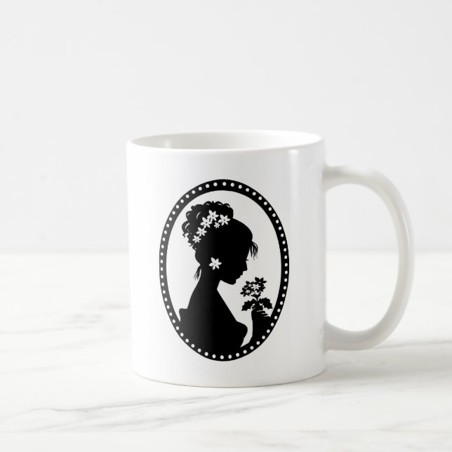 Taza De Café Silueta del camafeo del Victorian (Derecha)