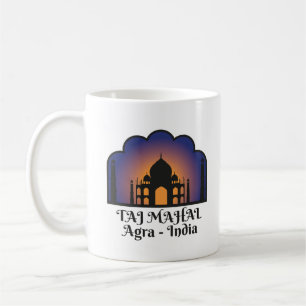 Taza De Café Silueta del emblemático monumento indio Taj Mahal