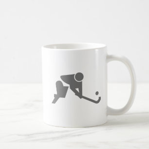 Taza De Café Silueta del gris del hockey hierba