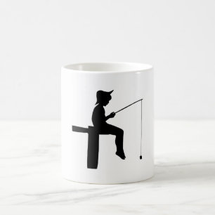Taza De Café Silueta del niño pescador