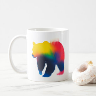 Taza De Café Silueta del oso de pintura con spray minimalista