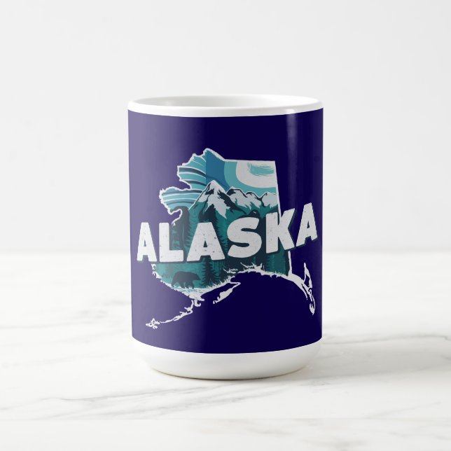 Taza De Café Silueta escénica de Retro Alaska (Centro)