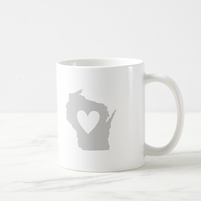 Taza De Café Silueta estatal Heart Wisconsin (Derecha)