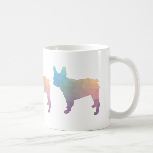 Taza De Café Silueta geométrica colorida del Bulldog francés (Derecha)