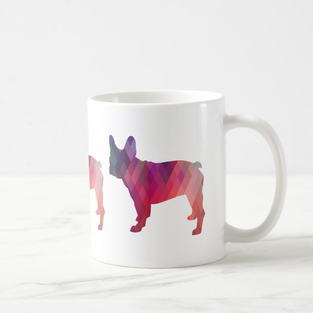 Taza De Café Silueta geométrica colorida del Bulldog francés (Derecha)