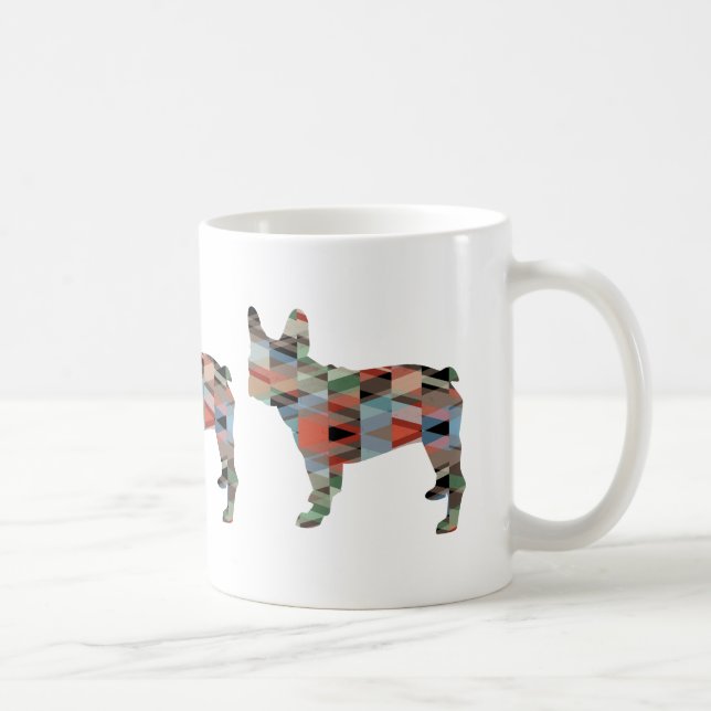 Taza De Café Silueta geométrica de color Bulldog francés (Derecha)