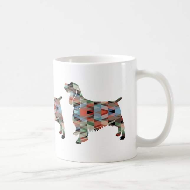 Taza De Café Silueta geométrica de perro Springer Spaniel (Derecha)