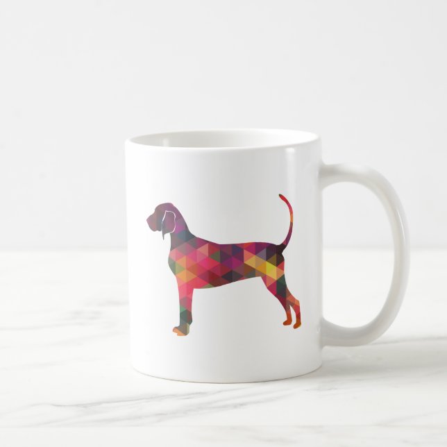 Taza De Café Silueta geométrica del perro de cola azul (Derecha)