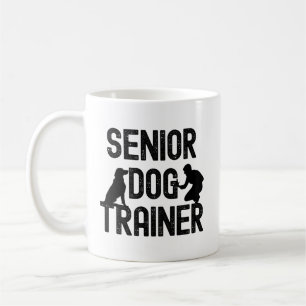 Taza De Café Silueta gráfica de entrenador de perros senior par