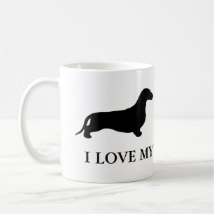 Taza De Café Silueta negra de Dachshund + tus ideas