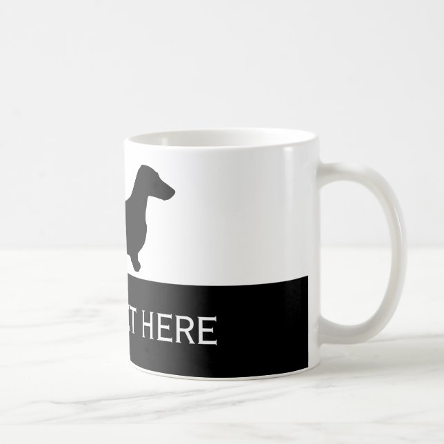 Taza De Café Silueta negra de Dachshund + tus ideas (Derecha)