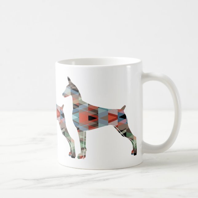Taza De Café Silueta negra geométrica Doberman Pinscher (Derecha)