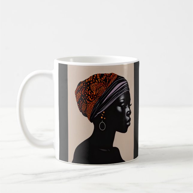 Taza De Café Silueta negra: la mujer afroamericana envuelta en  (Izquierda)