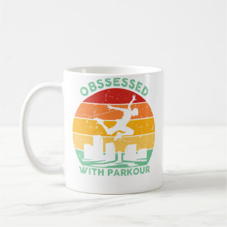 Taza De Café Silueta Retro de Parkour Obsesionado con Parkour