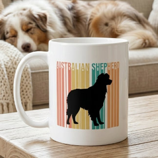 Taza De Café Silueta Retro del Pastor Australiano