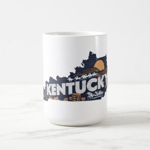 Taza De Café Silueta retro escénica de Kentucky 