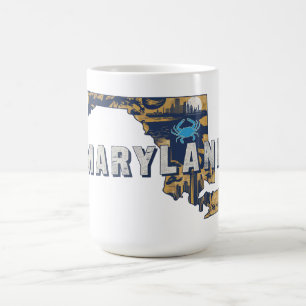 Taza De Café Silueta retro escénica de Maryland 