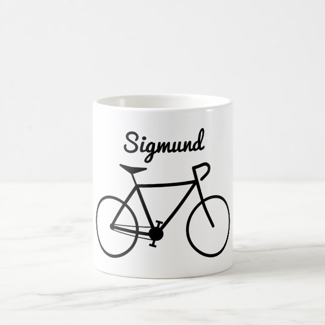 Taza De Café Silueta simple de la bicicleta + Nombre (Centro)