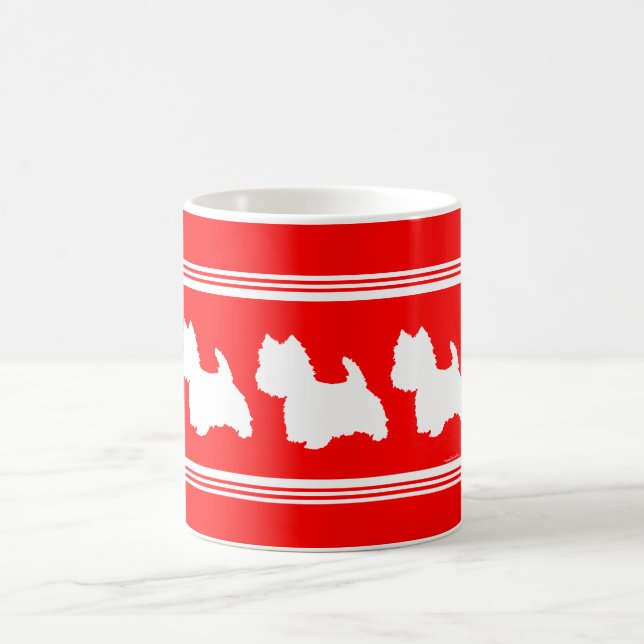 Taza De Café Silueta Westie Roja (Centro)