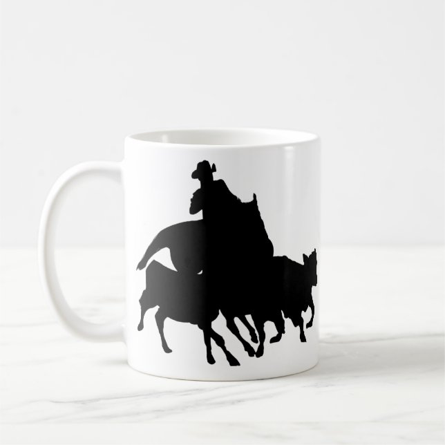 Taza De Café Siluetas - caballos - encierro del equipo (Izquierda)