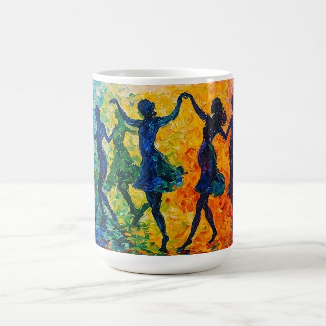 Taza De Café Siluetas coloridas bailando (Centro)