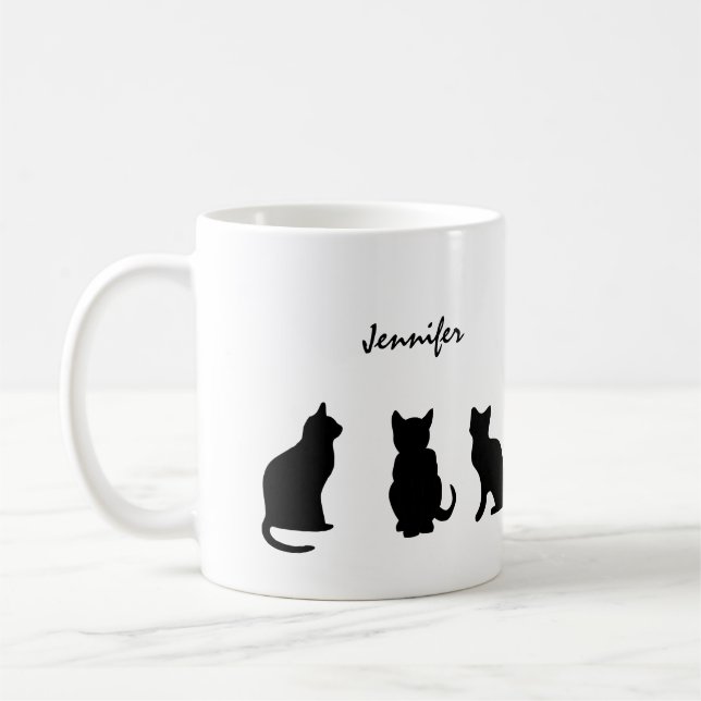 Taza De Café Siluetas de gatos negros personalizadas (Izquierda)