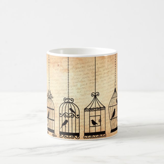 Taza De Café Siluetas de jaulas de pájaros (Centro)