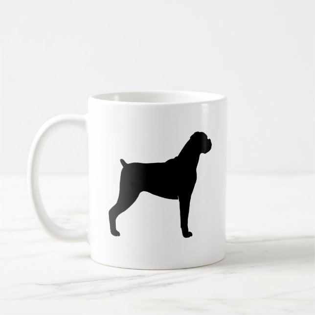 Taza De Café Siluetas de raza de perro de Boxer (Izquierda)